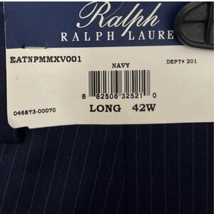 Ralph Lauren Mens Dress Pants Navy Blue Pinstripe Pleated Wool NWT 42x40 Long